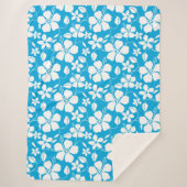 HAWAÏAN HULA (HIBISCUS) BLAUW SHERPA DEKEN (Voorkant)