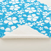 HAWAÏAN HULA (HIBISCUS) BLAUW SHERPA DEKEN (3/4)