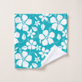 HAWAÏAN HULA (HIBISCUS) BLAUWGROEN BATH TOWEL SET BAD HANDDOEK (Wasdoekje)