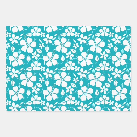 HAWAÏAN HULA (HIBISCUS) BLAUWGROEN INPAKPAPIER VEL (Voorkant 3)