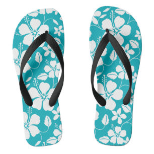 HAWAÏAN HULA (HIBISCUS) BLAUWGROEN TEENSLIPPERS