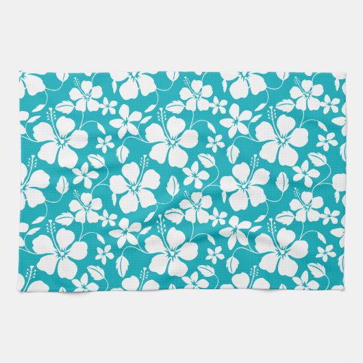HAWAÏAN HULA (HIBISCUS) BLAUWGROEN THEEDOEK (Horizontaal)