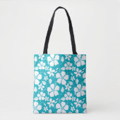 HAWAÏAN HULA (HIBISCUS) BLAUWGROEN TOTE BAG (Voorkant)