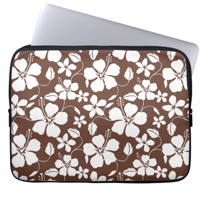 HAWAÏAN HULA (HIBISCUS) BREWN LAPTOP SLEEVE (Voorkant)