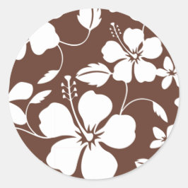 HAWAÏAN HULA (HIBISCUS) BREWN RONDE STICKER