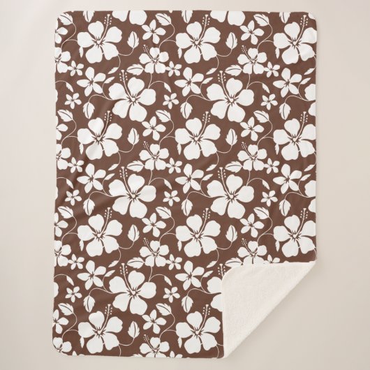 HAWAÏAN HULA (HIBISCUS) BREWN SHERPA DEKEN (Voorkant)