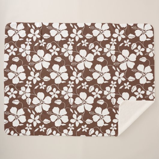 HAWAÏAN HULA (HIBISCUS) BREWN SHERPA DEKEN (Voorkant (horizontaal))