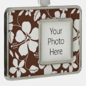 HAWAÏAN HULA (HIBISCUS) BREWN VERZILVERD OMLIJST ORNAMENT (Rechts)