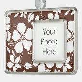 HAWAÏAN HULA (HIBISCUS) BREWN VERZILVERD OMLIJST ORNAMENT (Links)