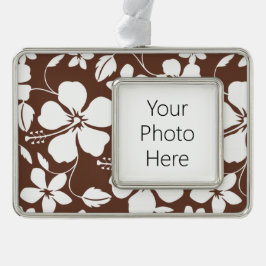 HAWAÏAN HULA (HIBISCUS) BREWN VERZILVERD OMLIJST ORNAMENT