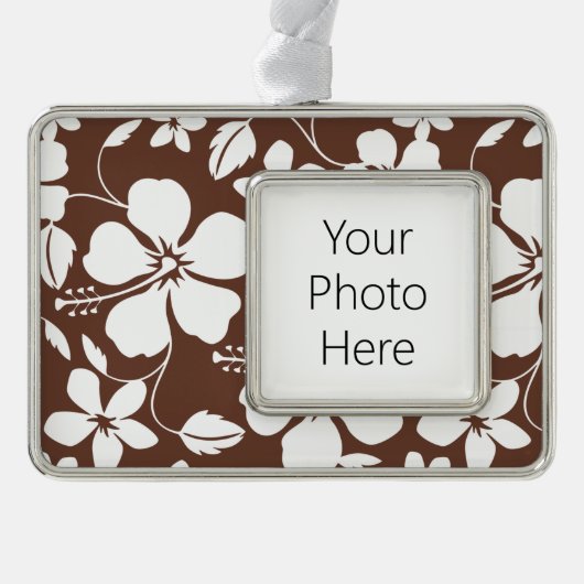 HAWAÏAN HULA (HIBISCUS) BREWN VERZILVERD OMLIJST ORNAMENT (Voorkant)