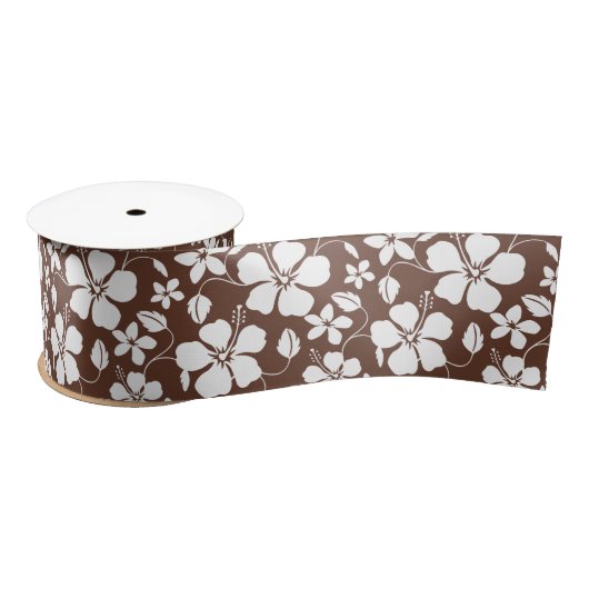 HAWAÏAN HULA (HIBISCUS) BROWN SATIN RIBBON SATIJNEN LINT (Spoel)