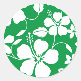 HAWAÏAN HULA (HIBISCUS) GROEN RONDE STICKER