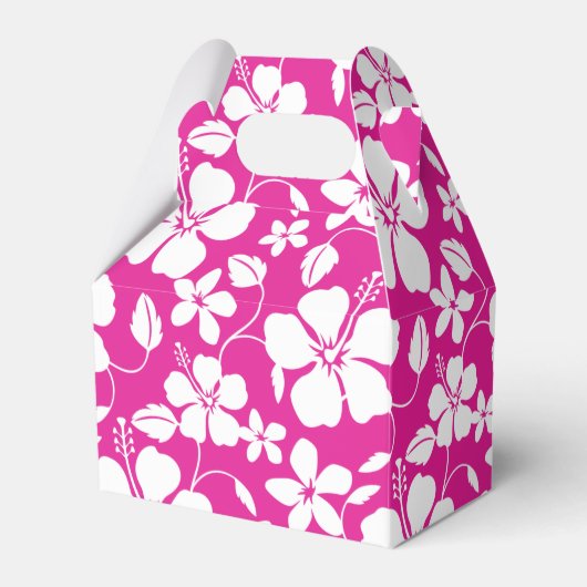 HAWAÏAN HULA (HIBISCUS) HOT PINK FAVOR BOX BEDANKDOOSJES (Voorkant Zijde)