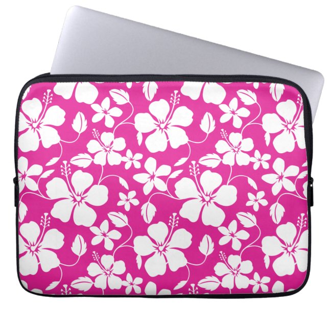 HAWAÏAN HULA (HIBISCUS) HOT PINK LAPTOP SLEEVE (Voorkant)