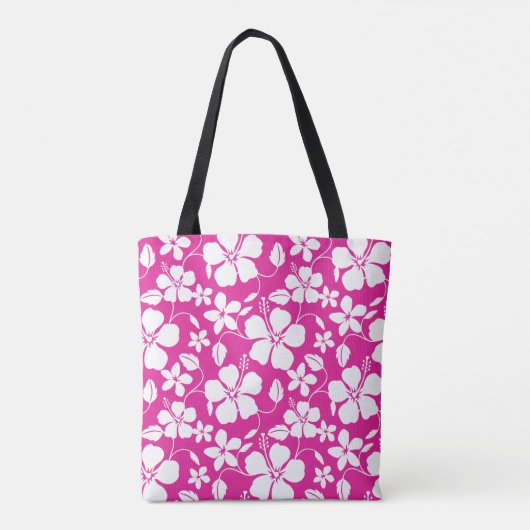 HAWAÏAN HULA (HIBISCUS) HOT PINK TOTE BAG (Achterkant)