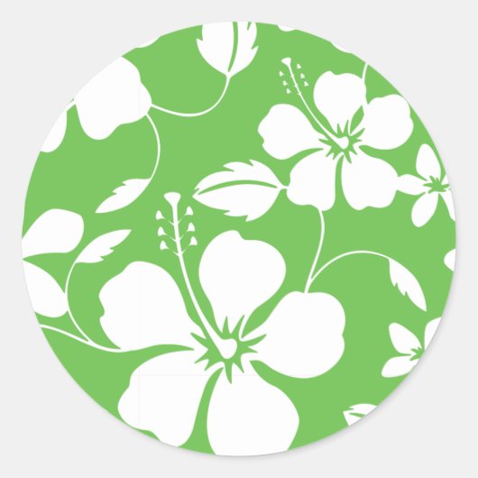 HAWAÏAN HULA (HIBISCUS) LIMOEN RONDE STICKER (Voorkant)