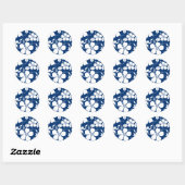 HAWAÏAN HULA (HIBISCUS) NAVY BLUE RONDE STICKER (Vel)
