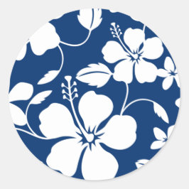 HAWAÏAN HULA (HIBISCUS) NAVY BLUE RONDE STICKER