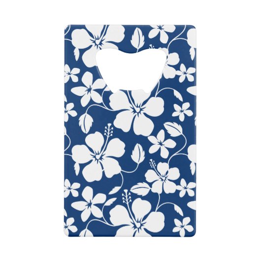 HAWAÏAN HULA (HIBISCUS) NAVY CREDITKAART FLESSENOPENER (Voorkant)