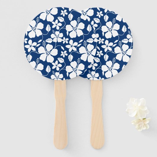 HAWAÏAN HULA (HIBISCUS) NAVY HANDWAAIER (Voorkant en achterkant)