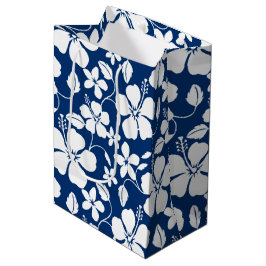 HAWAÏAN HULA (HIBISCUS) NAVY LARGE GIFT BAG MEDIUM CADEAUZAKJE