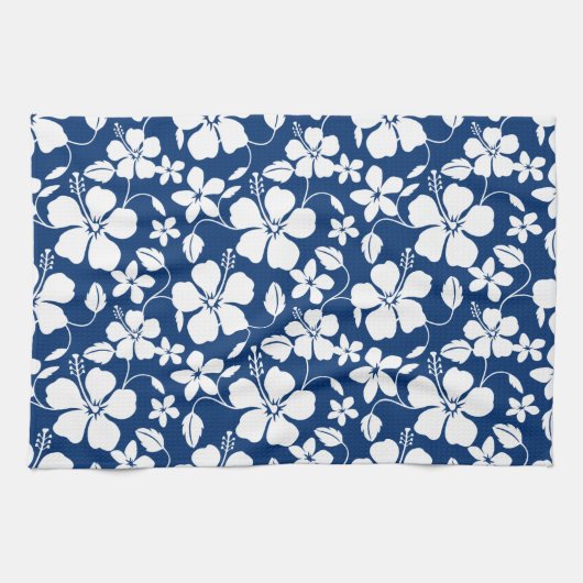 HAWAÏAN HULA (HIBISCUS) NAVY THEEDOEK (Horizontaal)