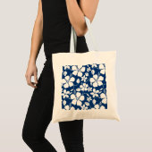 HAWAÏAN HULA (HIBISCUS) NAVY TOTE BAG (Voorkant (product))