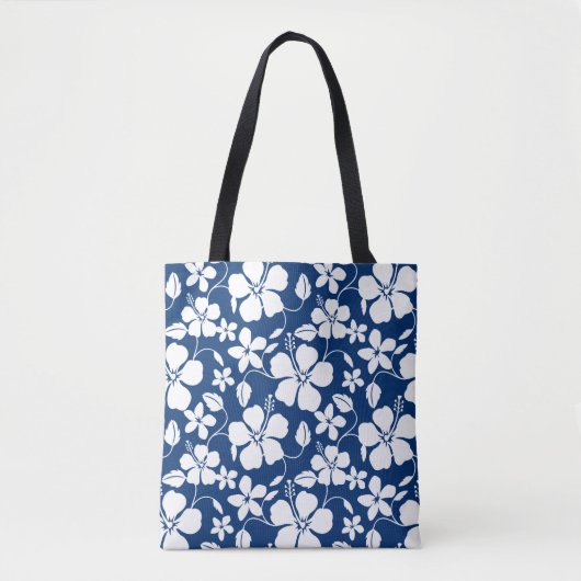 HAWAÏAN HULA (HIBISCUS) NAVY TOTE BAG (Voorkant)