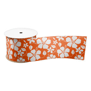 HAWAÏAN HULA (HIBISCUS) ORANJE SATIN RIBBON SATIJNEN LINT