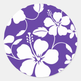 HAWAÏAN HULA (HIBISCUS) PAARS RONDE STICKER