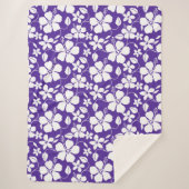 HAWAÏAN HULA (HIBISCUS) PAARS SHERPA DEKEN (Voorkant)