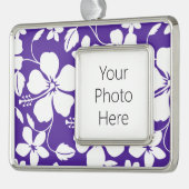 HAWAÏAN HULA (HIBISCUS) PAARS VERZILVERD OMLIJST ORNAMENT (Links)