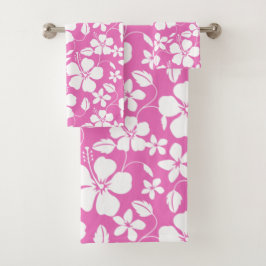 HAWAÏAN HULA (HIBISCUS) PINK BATH TOWEL SET BAD HANDDOEK