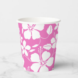 HAWAÏAN HULA (HIBISCUS) PINK PAPIEREN BEKERS