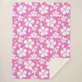 HAWAÏAN HULA (HIBISCUS) PINK SHERPA DEKEN (Voorkant)