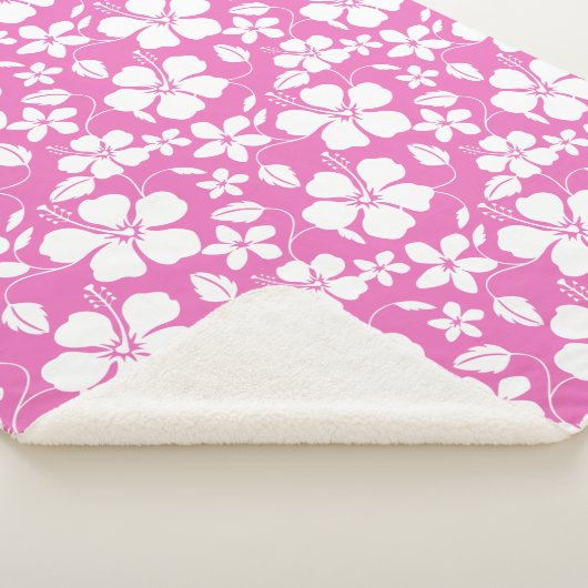 HAWAÏAN HULA (HIBISCUS) PINK SHERPA DEKEN (3/4)