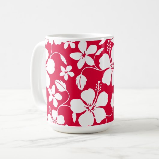 HAWAÏAN HULA (HIBISCUS) RED COFFEE MOK (Voorkant links)