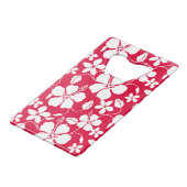 HAWAÏAN HULA (HIBISCUS) RED CREDITKAART FLESSENOPENER (Voorkant Gekanteld)