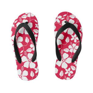 HAWAÏAN HULA (HIBISCUS) RED KINDER TEENSLIPPERS