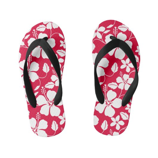 HAWAÏAN HULA (HIBISCUS) RED KINDER TEENSLIPPERS (Voetbed)