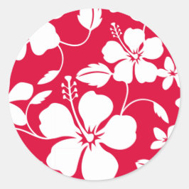 HAWAÏAN HULA (HIBISCUS) RED RONDE STICKER