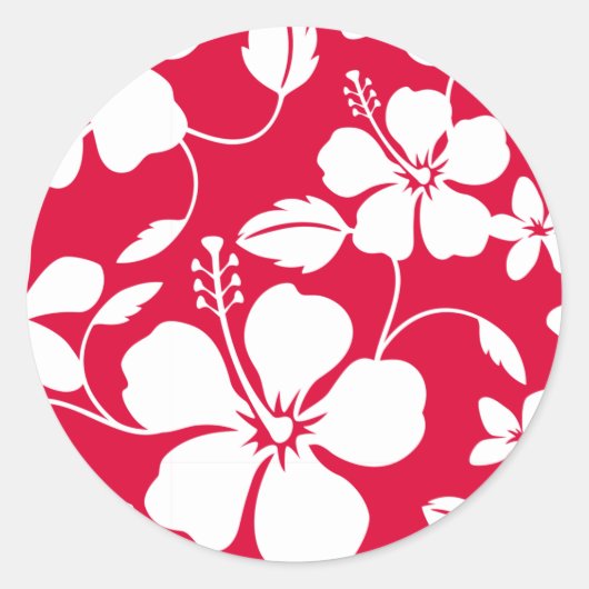 HAWAÏAN HULA (HIBISCUS) RED RONDE STICKER (Voorkant)