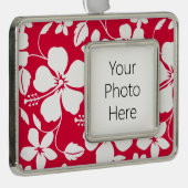 HAWAÏAN HULA (HIBISCUS) RED VERZILVERD OMLIJST ORNAMENT (Rechts)