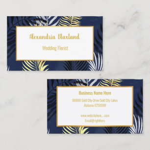 HAWAÏAN INSPIRED NAVY BLUE GOLD VISITEKAARTJE