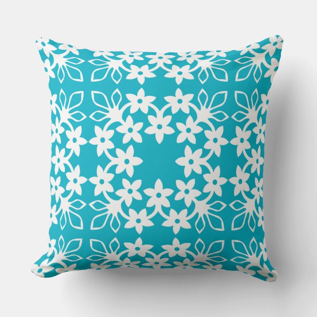 HAWAÏAN QUILT PILLOW- plumeria frangipani Kussen (Voorkant)