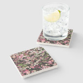 "HAWAÏAN SNOWBUSH" /PINKS, GROENEN EN WHITES STENEN ONDERZETTER (Zijkant)