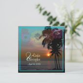 HAWAÏAN SUNSET/BEACH/LUAU/INVITATIES KAART (Staand voorkant)