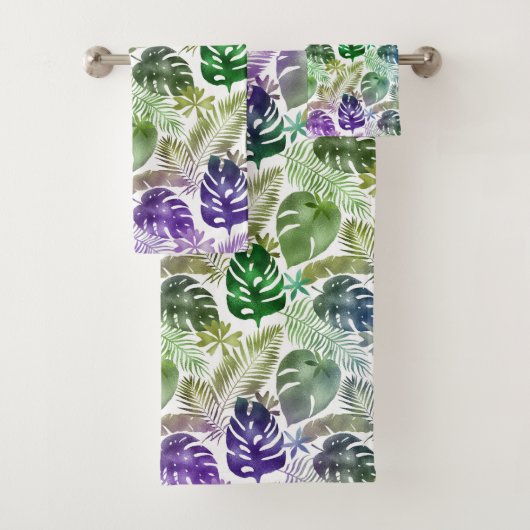 HAWAÏAN TROPICAL GROEN PAARS TOWEL SET BAD HANDDOEK (Insitu)