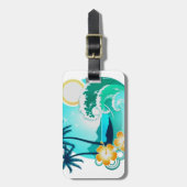 HAWAÏAN TROPICAL SURF ART BAGAGELABEL (Voorkant verticaal)
